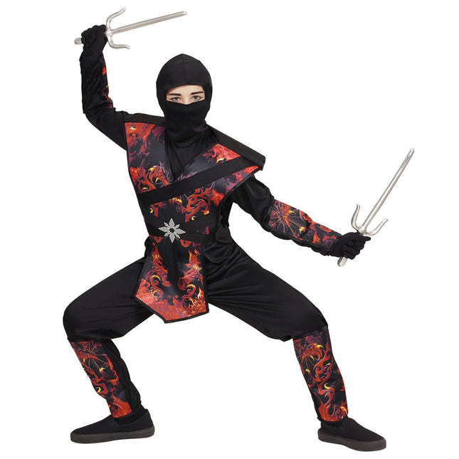 Ninja Kostuum Zwart Rood Jongen van Widmann koop je bij Partywinkel