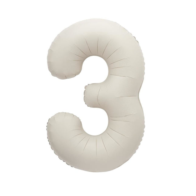 Nude Cijfer Ballon 3 Jaar Mat 86cm van Unique koop je bij Partywinkel
