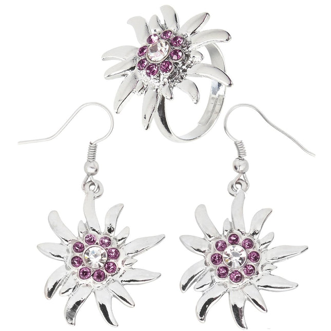 Oktoberfest Accessoireset Roze Zilver Oorbellen En Ring van Widmann koop je bij Partywinkel