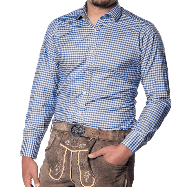 Oktoberfest Blouse Blauw Heren van Partychimp koop je bij Partywinkel