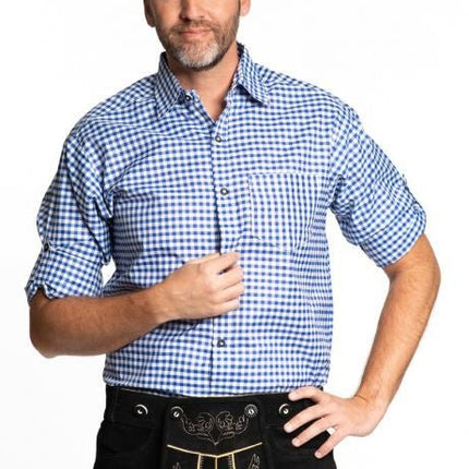 Oktoberfest Blouse Heren Blauw van Partychimp koop je bij Partywinkel