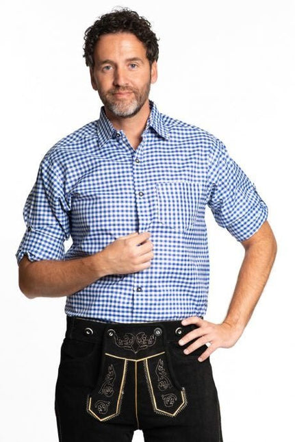 Oktoberfest Blouse Heren Blauw van Partychimp koop je bij Partywinkel