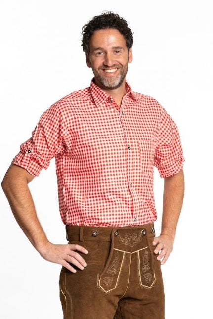 Oktoberfest Blouse Heren Rood van Partychimp koop je bij Partywinkel