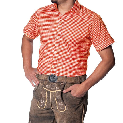 Oktoberfest Blouse Oranje Heren Korte Mouw van Tannhauser koop je bij Partywinkel