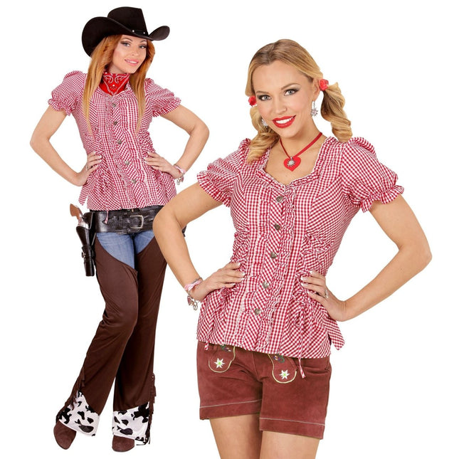 Oktoberfest Blouse Rood Wit Dames van Widmann koop je bij Partywinkel