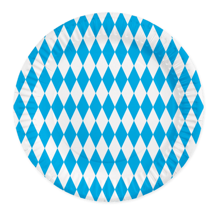 Oktoberfest Borden Blauw Wit 23cm 8st van WeFiesta koop je bij Partywinkel
