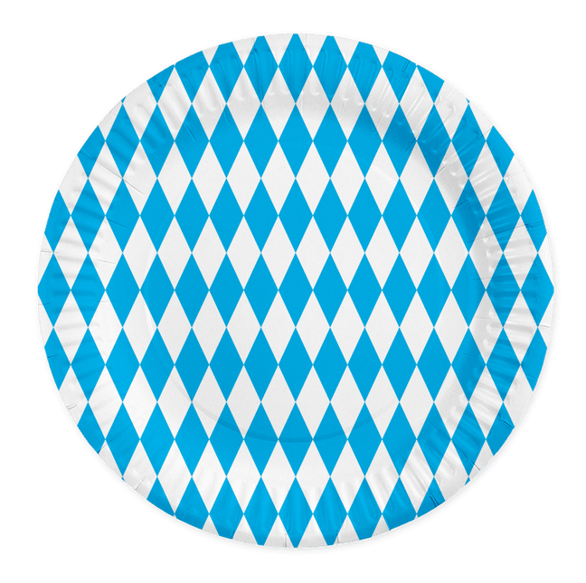 Oktoberfest Borden Blauw Wit 23cm 8st van WeFiesta koop je bij Partywinkel