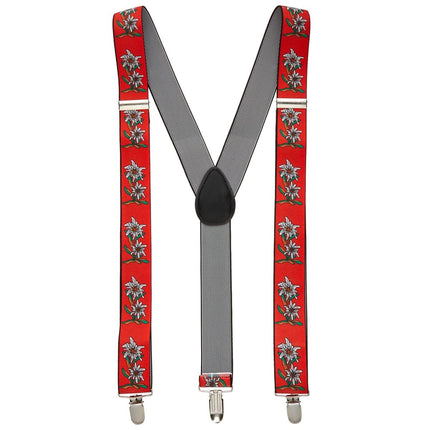 Oktoberfest Bretels Rood Met Edelweiss van Widmann koop je bij Partywinkel