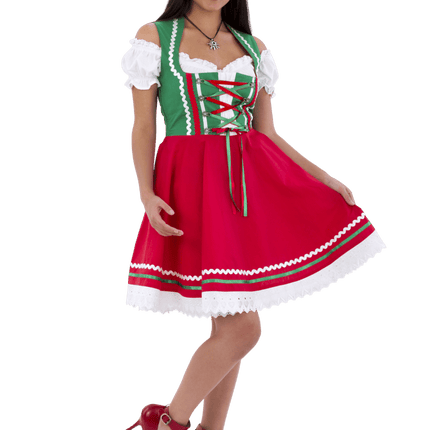 Oktoberfest Dirndl Jurk Oktoberfest Rood Groen Dames 2 Delig van Haus Huberts koop je bij Partywinkel