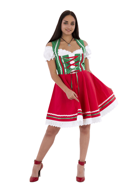 Oktoberfest Dirndl Jurk Oktoberfest Rood Groen Dames 2 Delig van Haus Huberts koop je bij Partywinkel