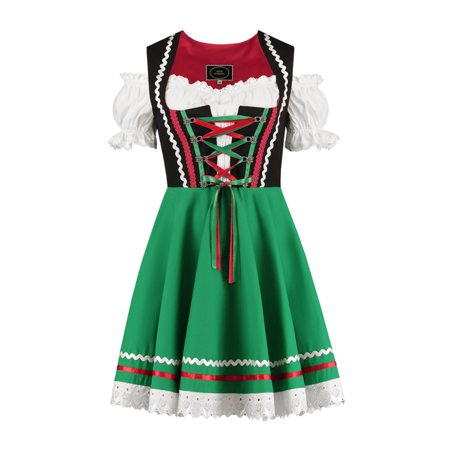 Oktoberfest Dirndl Jurk Oktoberfest Zwart Groen Dames 2 Delig van Haus Huberts koop je bij Partywinkel