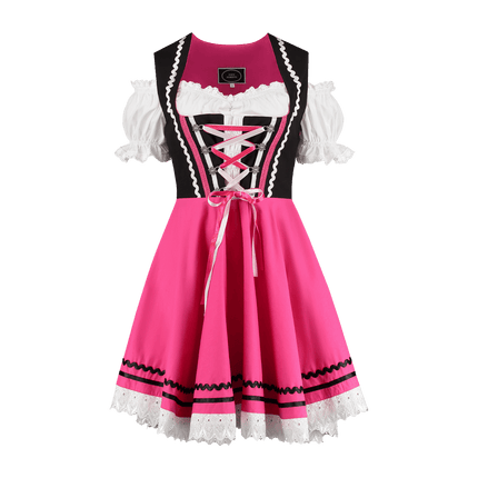 Oktoberfest Dirndl Jurk Oktoberfest Zwart Roze Dames 2 Delig van Haus Huberts koop je bij Partywinkel