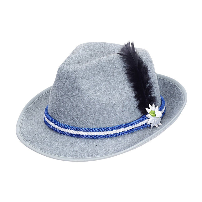 Oktoberfest Hoed Tiroler Grijs Met Edelweiss van Widmann koop je bij Partywinkel