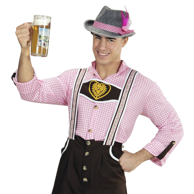Oktoberfest Hoed Tiroler Met Roze Veren van Widmann koop je bij Partywinkel