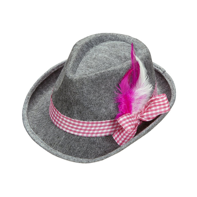 Oktoberfest Hoed Tiroler Met Roze Veren van Widmann koop je bij Partywinkel