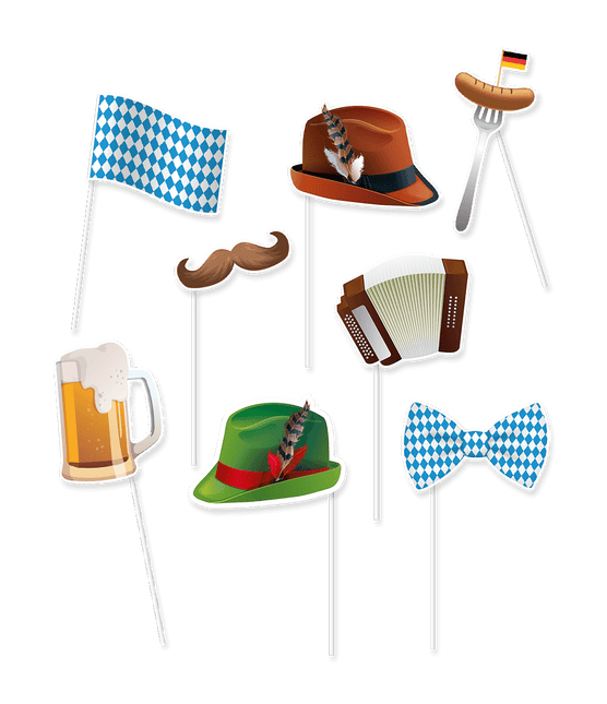 Oktoberfest Photobooth Props 8st van Paper Dreams koop je bij Partywinkel