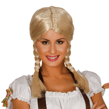 Oktoberfest Pruik met Vlechten Blond van Fiestas Guirca koop je bij Partywinkel