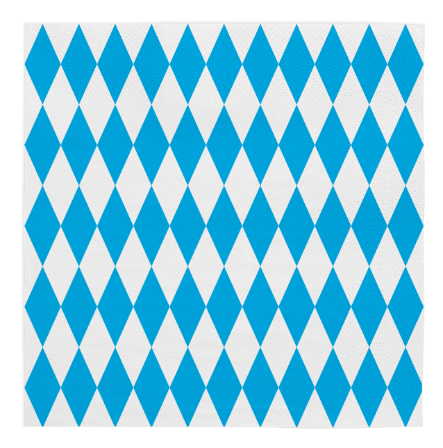 Oktoberfest Servetten Blauw Wit 3 Laags 33cm 20st van WeFiesta koop je bij Partywinkel