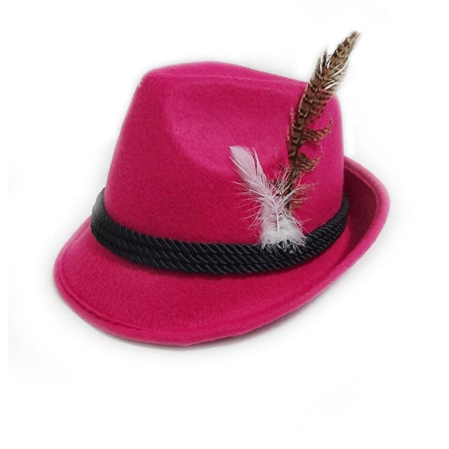 Oktoberfest Tiroler Hoed Beieren Roze van Partychimp koop je bij Partywinkel