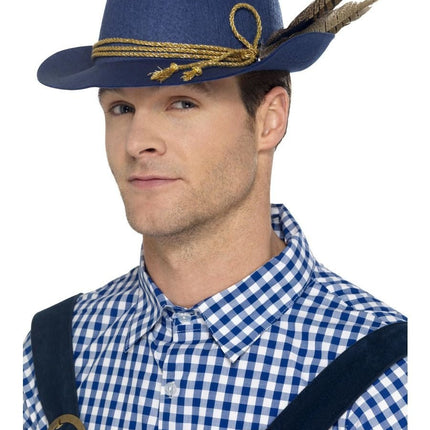 Oktoberfest Tiroler Hoed Blauw van Smiffys koop je bij Partywinkel