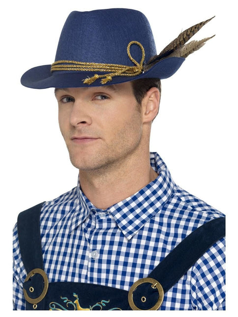 Oktoberfest Tiroler Hoed Blauw van Smiffys koop je bij Partywinkel