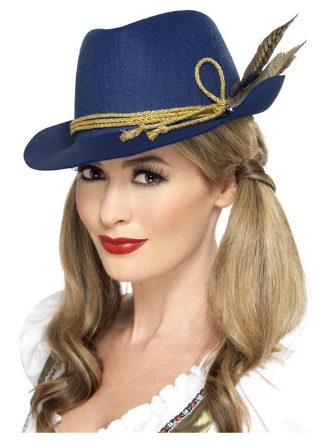 Oktoberfest Tiroler Hoed Blauw van Smiffys koop je bij Partywinkel