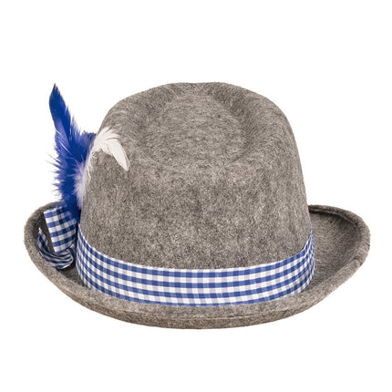Oktoberfest Tiroler Hoed Grijs Blauw van Boland koop je bij Partywinkel