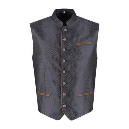Oktoberfest Vest Blauw Trachtenweste Jaquard van Haus Huberts koop je bij Partywinkel