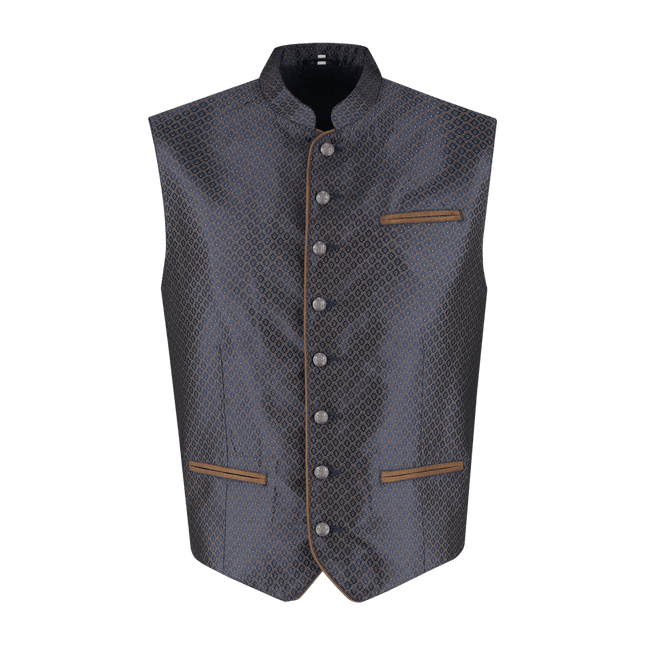 Oktoberfest Vest Blauw Trachtenweste Jaquard van Haus Huberts koop je bij Partywinkel