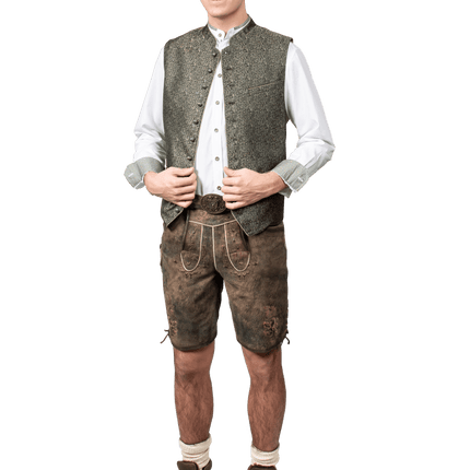 Oktoberfest Vest Donkergroen Trachtenweste Jaquard van Haus Huberts koop je bij Partywinkel