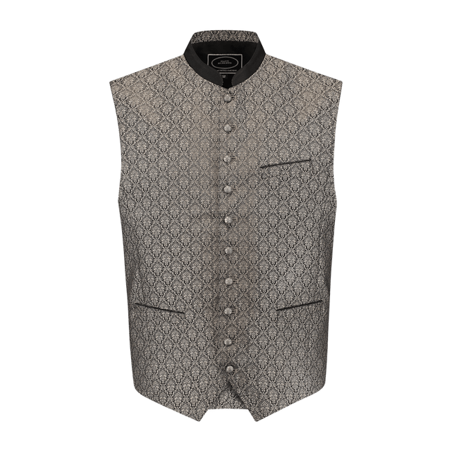 Oktoberfest Vest Grijs Trachtenweste Jaquard van Haus Huberts koop je bij Partywinkel