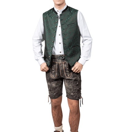Oktoberfest Vest Groen Trachtenweste Jaquard van Haus Huberts koop je bij Partywinkel