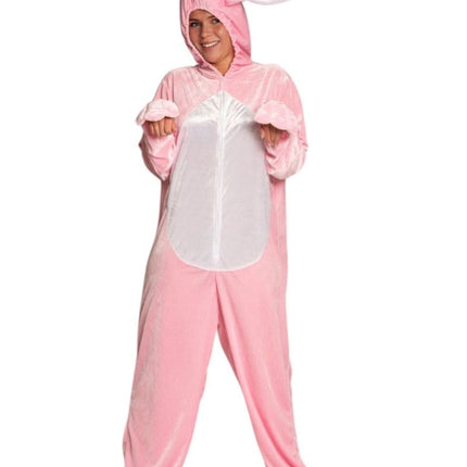 Onesie Haas Roze van Partychimp koop je bij Partywinkel