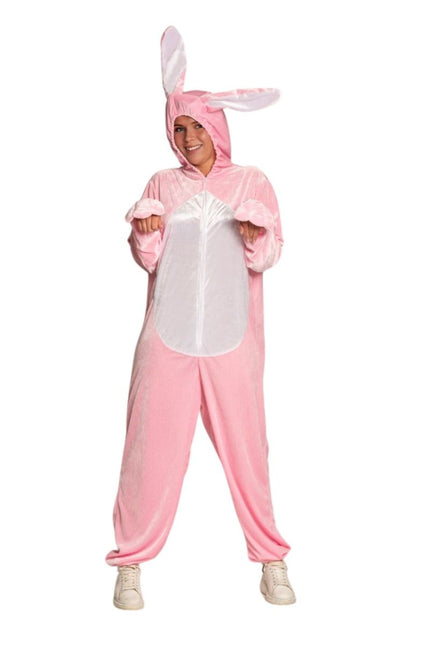 Onesie Haas Roze van Partychimp koop je bij Partywinkel