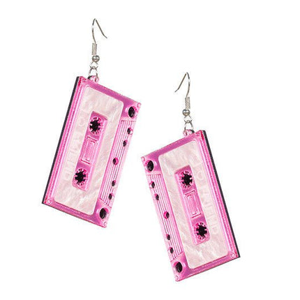 Casssetebandje Oorbellen Roze van Wilbers & Wilbers koop je bij Partywinkel