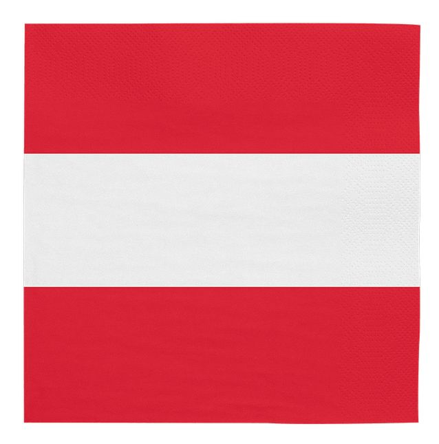 Oostenrijk Servetten Rood Wit 33cm 20st van WeFiesta koop je bij Partywinkel