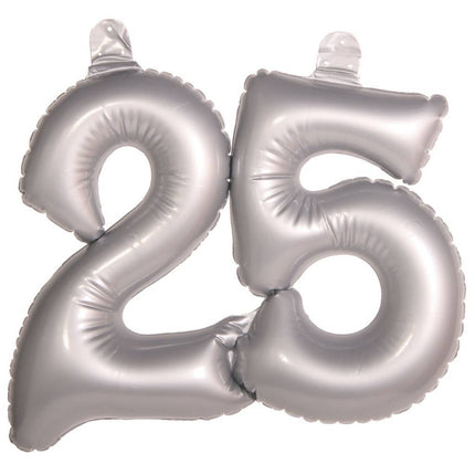 Opblaascijfer 25 Zilver 45cm van Folat koop je bij Partywinkel