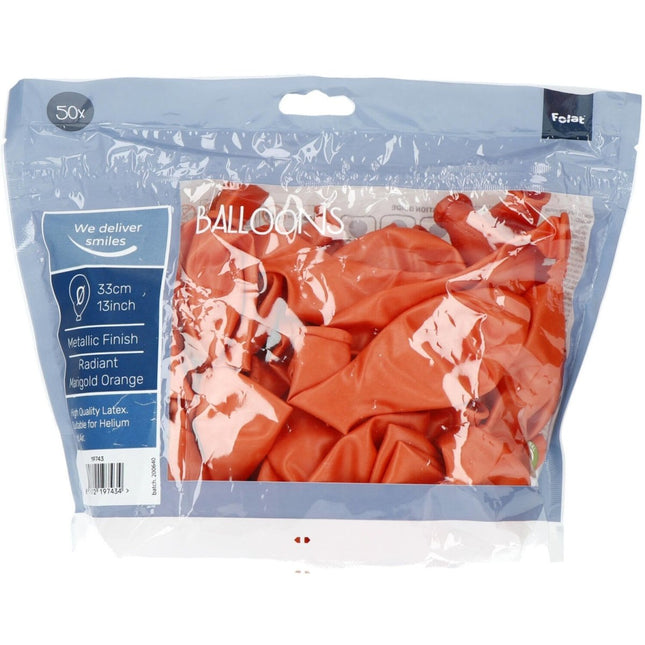 Oranje Ballonnen Metaliic 33cm 50st van Folat koop je bij Partywinkel