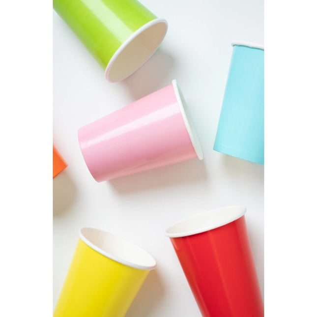 Oranje Bekers Karton 350ml 8st van Folat koop je bij Partywinkel