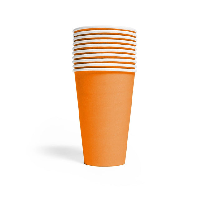 Oranje Bekers Papier 350ml 10st van WeFiesta koop je bij Partywinkel