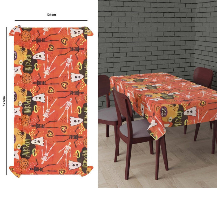 Oranje Halloween Tafelkleed Spoken 1,77m van Fiestas Guirca koop je bij Partywinkel