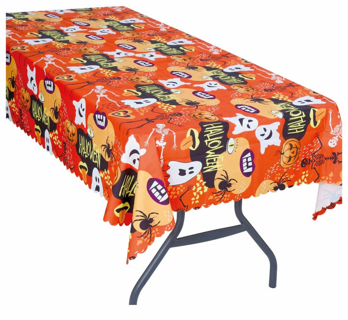 Oranje Halloween Tafelkleed Spoken 1,77m van Fiestas Guirca koop je bij Partywinkel