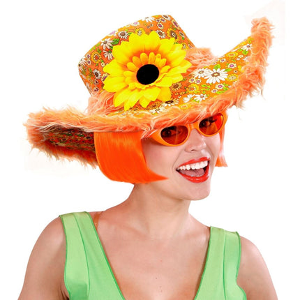 Oranje Hoed Oranje Zonnebloem van Widmann koop je bij Partywinkel