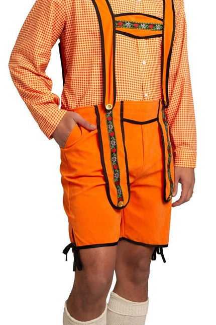 Oranje Lederhose Heren Johann Kort van Partychimp koop je bij Partywinkel
