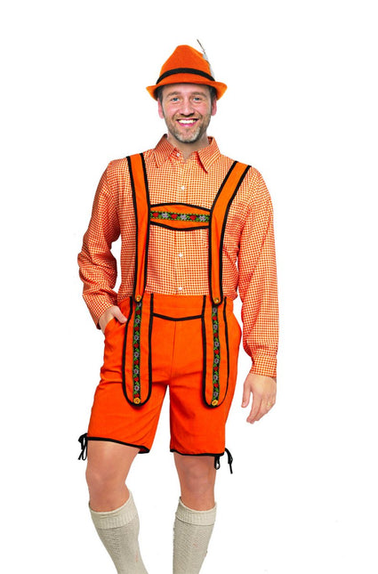 Oranje Lederhose Heren Johann Kort van Partychimp koop je bij Partywinkel