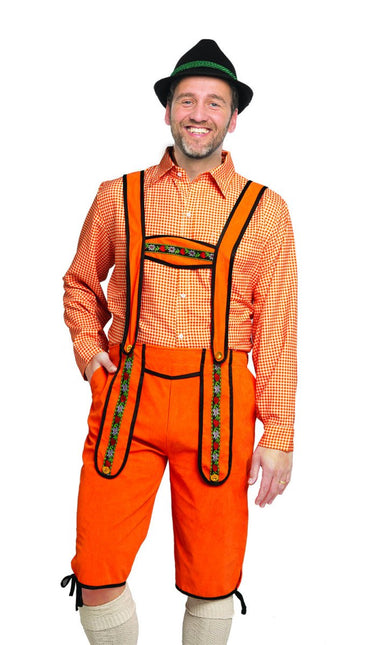 Oranje Lederhose Heren Johann Lang van Partychimp koop je bij Partywinkel