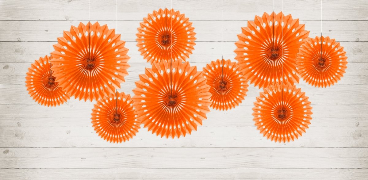 Oranje Papieren Waaiers 25cm 3st van Partydeco koop je bij Partywinkel