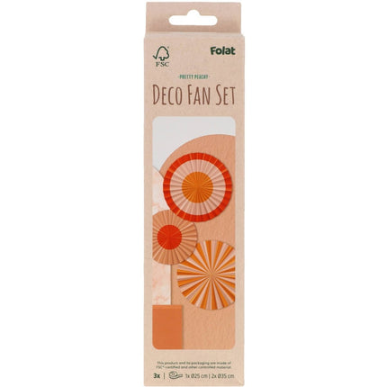 Oranje Papieren Waaiers 35cm 3st van Folat koop je bij Partywinkel