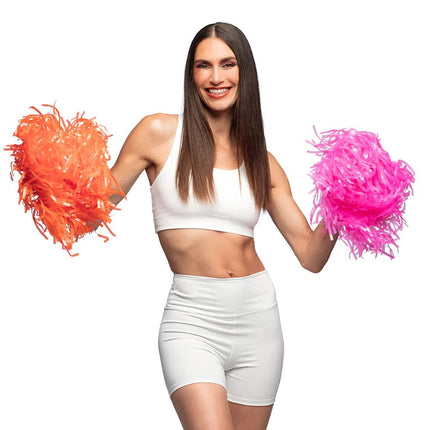 Oranje Pompom 34cm van Boland koop je bij Partywinkel