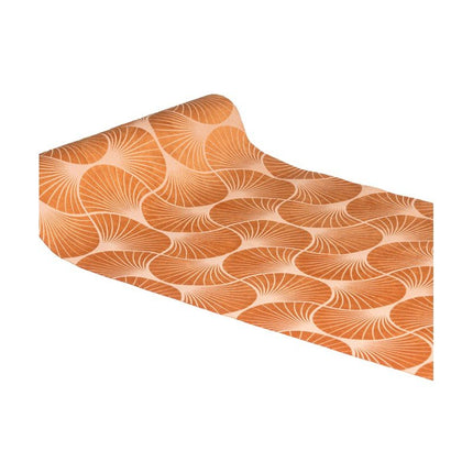 Oranje Tafelloper Gingko Print 3m van CHAKS koop je bij Partywinkel